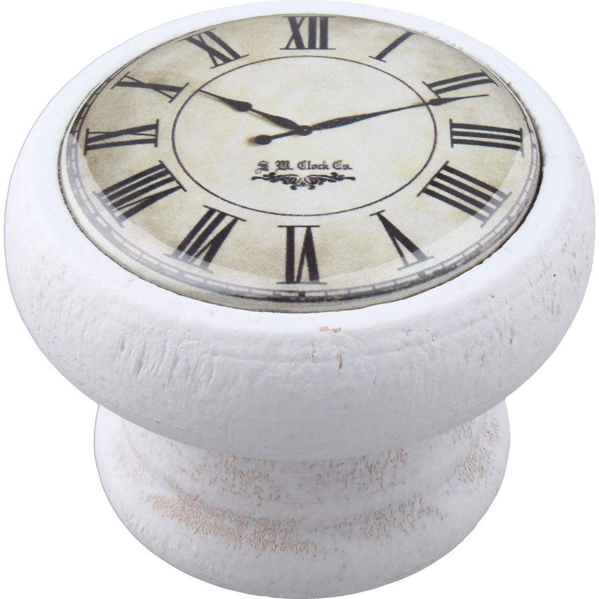 FIXSER - Jalador de Perilla Madera Blanca Reloj Blanco 40 mm