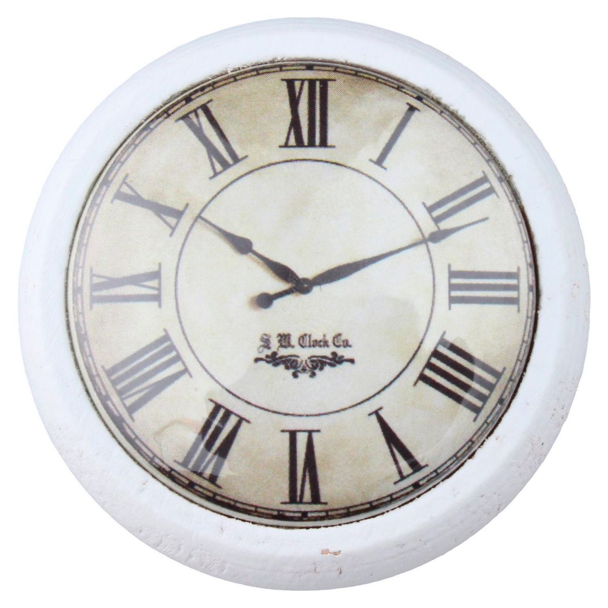 FIXSER - Jalador de Perilla Madera Blanca Reloj Blanco 40 mm