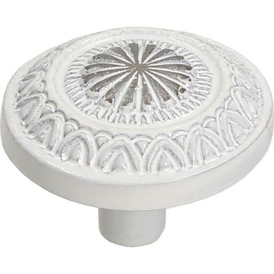 Jalador de Perilla Plata con Patina Blanca 297PB1 34 mm