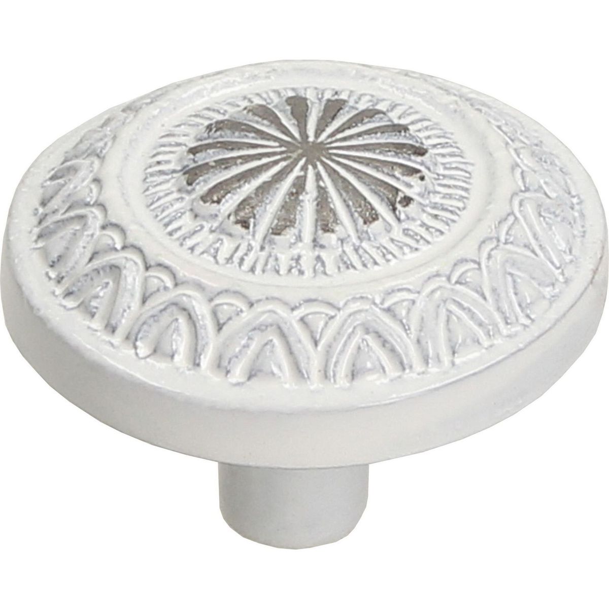 FIXSER - Jalador de Perilla Plata con Patina Blanca 297PB1 34 mm