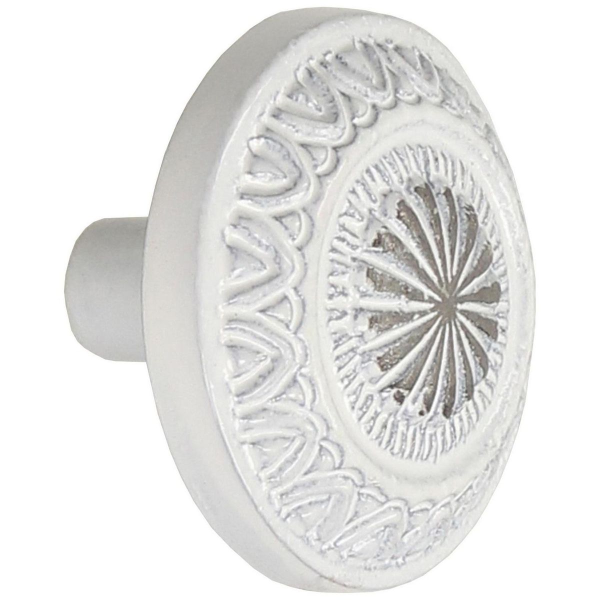 FIXSER - Jalador de Perilla Plata con Patina Blanca 297PB1 34 mm