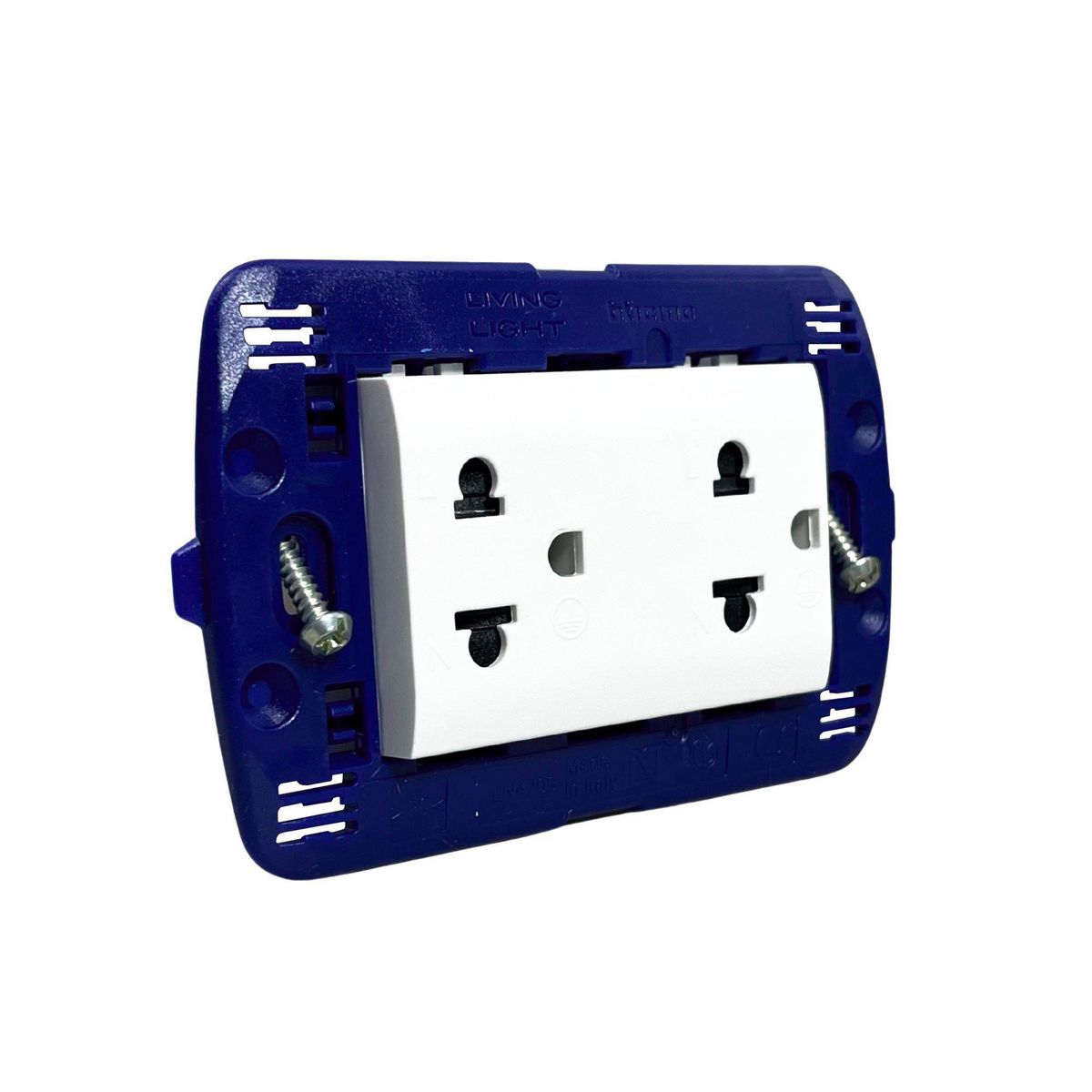 BTICINO - Tomacorriente Doble P/T Living Light Blanco