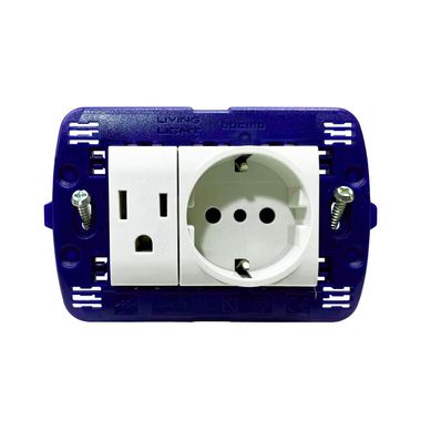 Tomacorriente Schuko + Americano Living Light Blanco