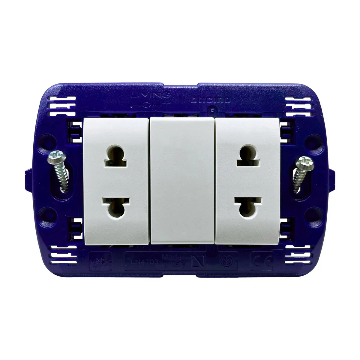 BTICINO - Tomacorriente Doble Americano P/T Living Light Blanco