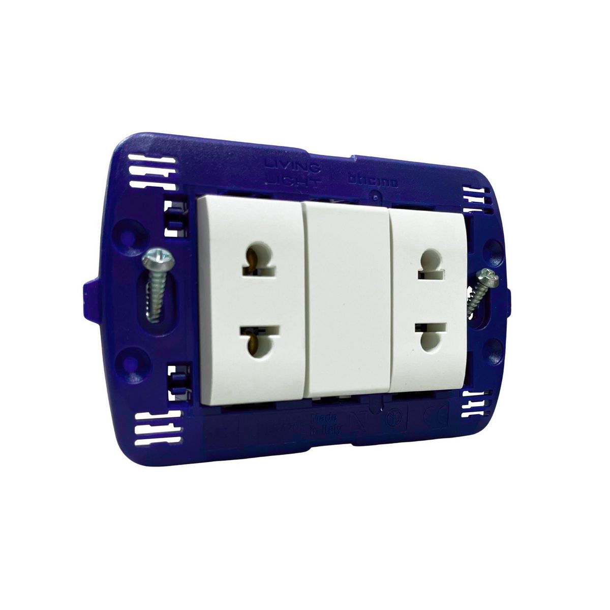 BTICINO - Tomacorriente Doble Americano P/T Living Light Blanco