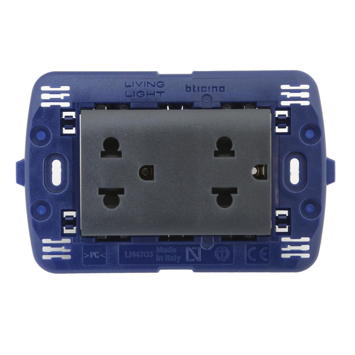 BTICINO - Tomacorriente Doble P/T Living Light Negro