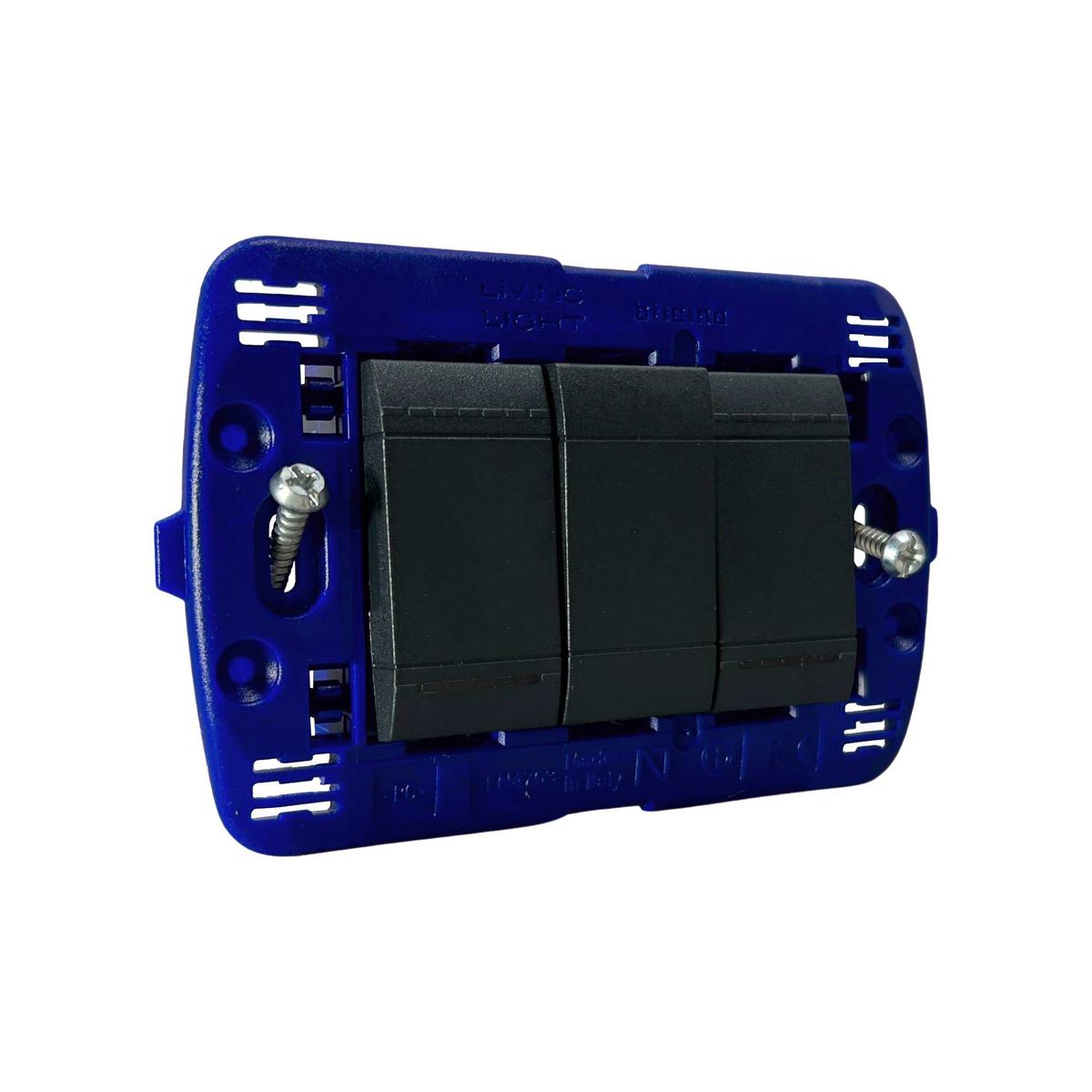 BTICINO - Conmutador Doble 3 Vias Living Light Negro