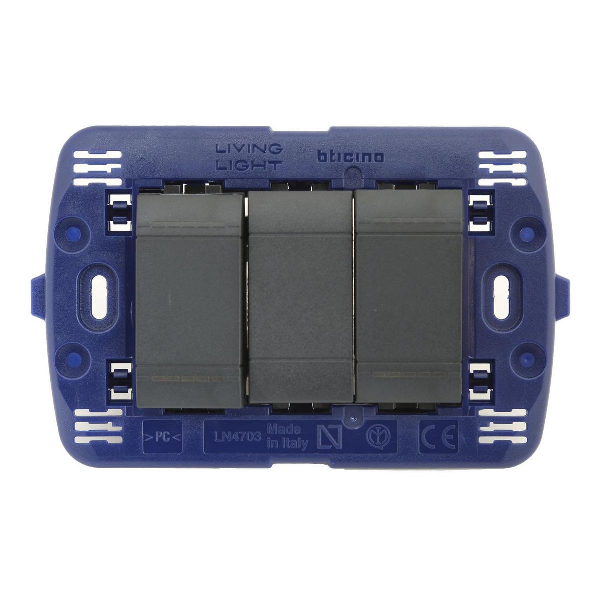 BTICINO - Interruptor Triple Living Light Negro