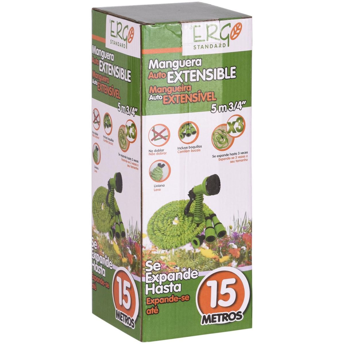ERGO - Manguera Expandible 15m + Accesorios PVC Verde