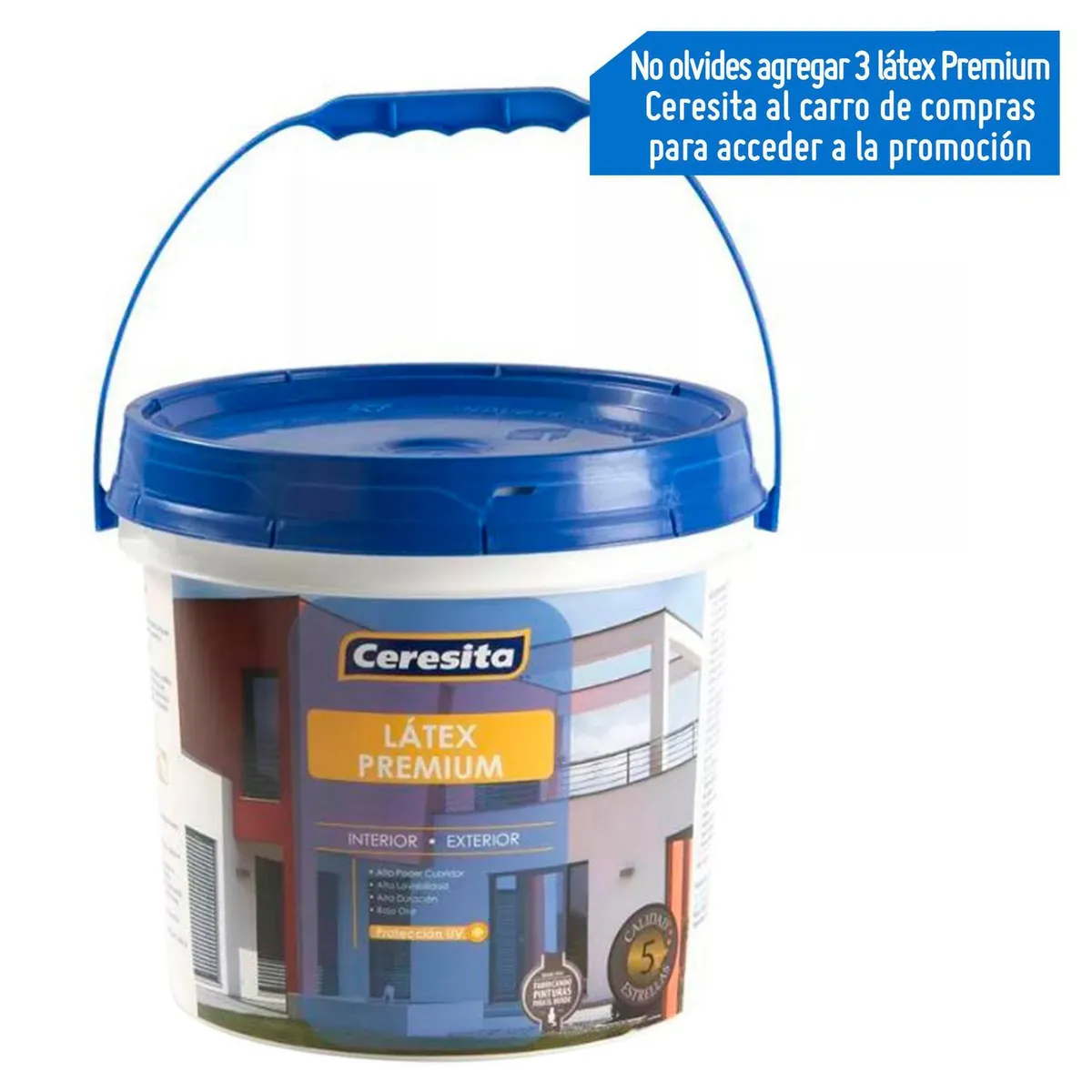 CERESITA - Pintura Látex Premium Blanco Decorativo 3.875 L