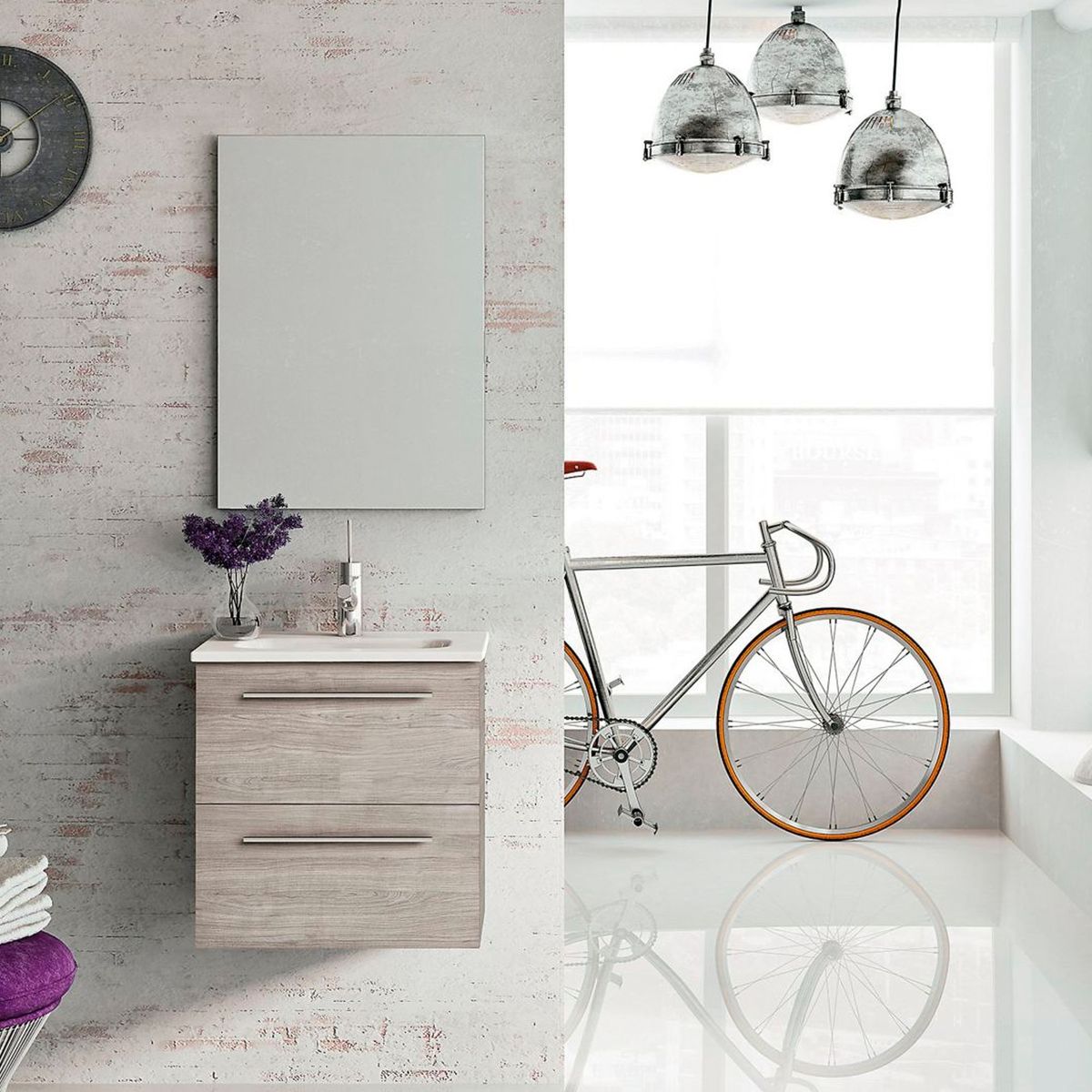 ROYO - Kit Mueble de baño + lavamanos + espejo Street