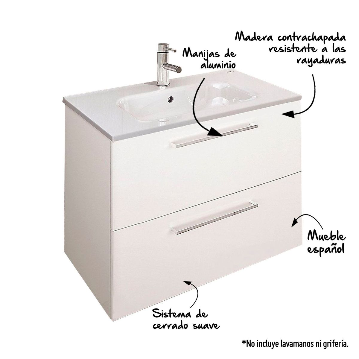 ROYO - Mueble Vanitorio Easy 80x45x56.5cm