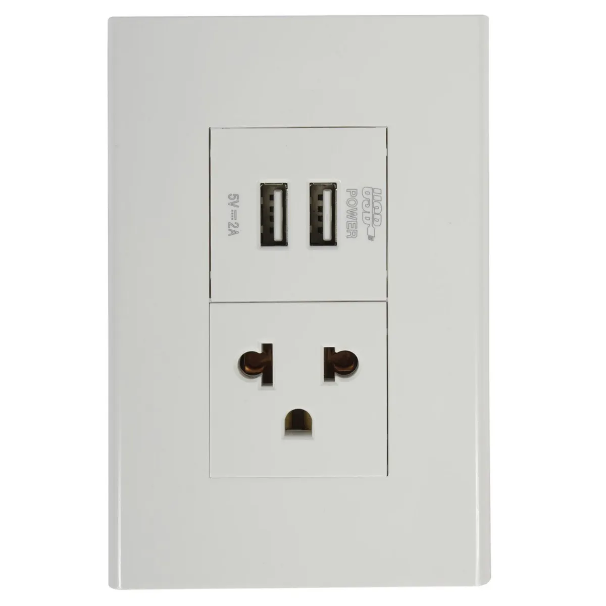 HALUX - Tomacorriente Simple P/T + 2 Tomas USB Clio Blanco