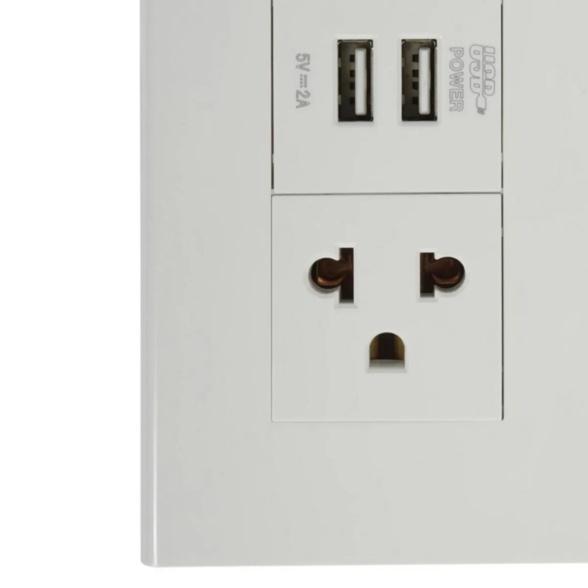 HALUX - Tomacorriente Simple P/T + 2 Tomas USB Clio Blanco