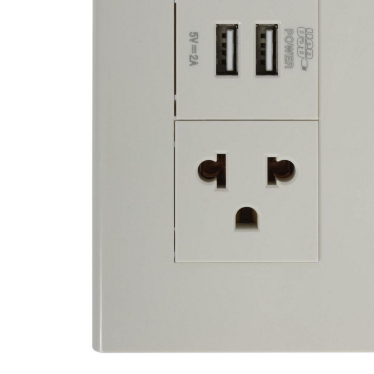 HALUX - Tomacorriente Simple P/T + 2 Tomas USB Clio Marfil