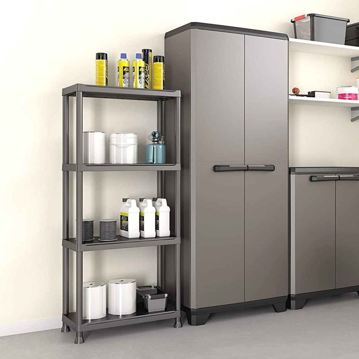 JUST HOME COLLECTION - Estante Plástico 4 Niveles 135x60x30cm 80kg Negro