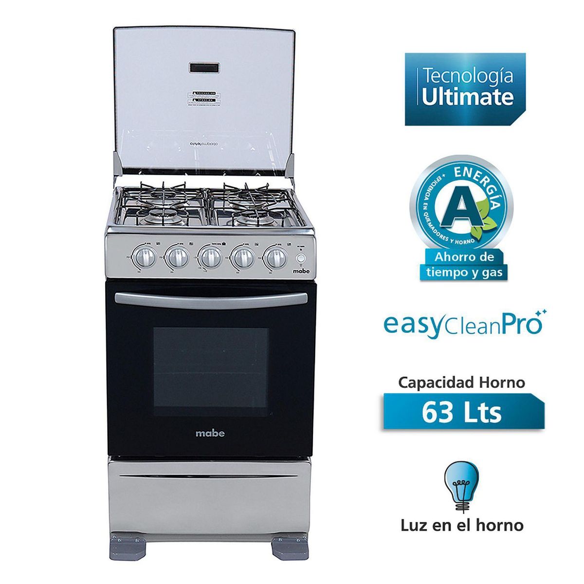 MABE - Cocina Mabe a Gas 4 Hornillas EMP5120GP0 Inox