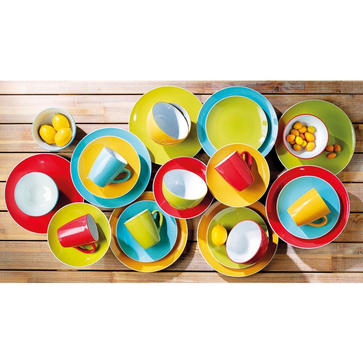 CASA BONITA - Set de platos Cerámica Vintage moderno verde 4 piezas 27 cm