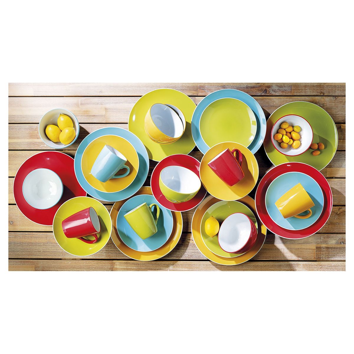 CASA BONITA - Set de platos Cerámica Verde 4 Piezas 20 cm