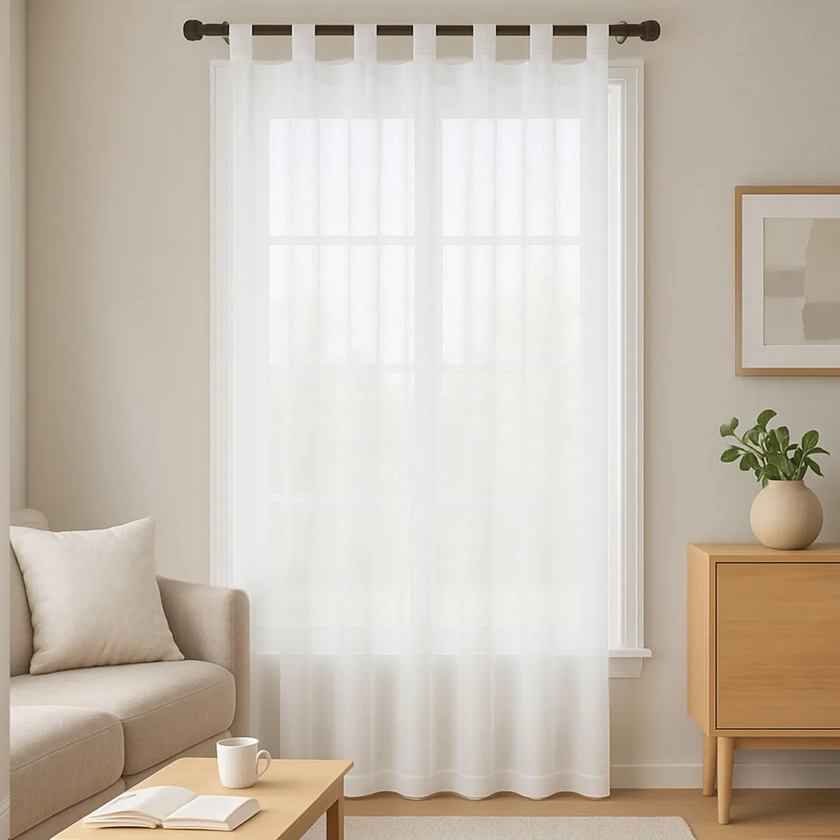 JUST HOME COLLECTION - Cortina de Velo Presillas 145x220cm Blanco