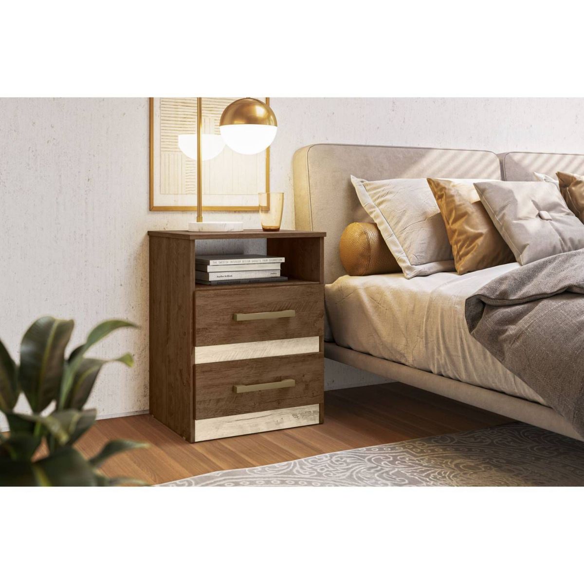 MOVAL - Velador 2 Cajones Apolo Castaño