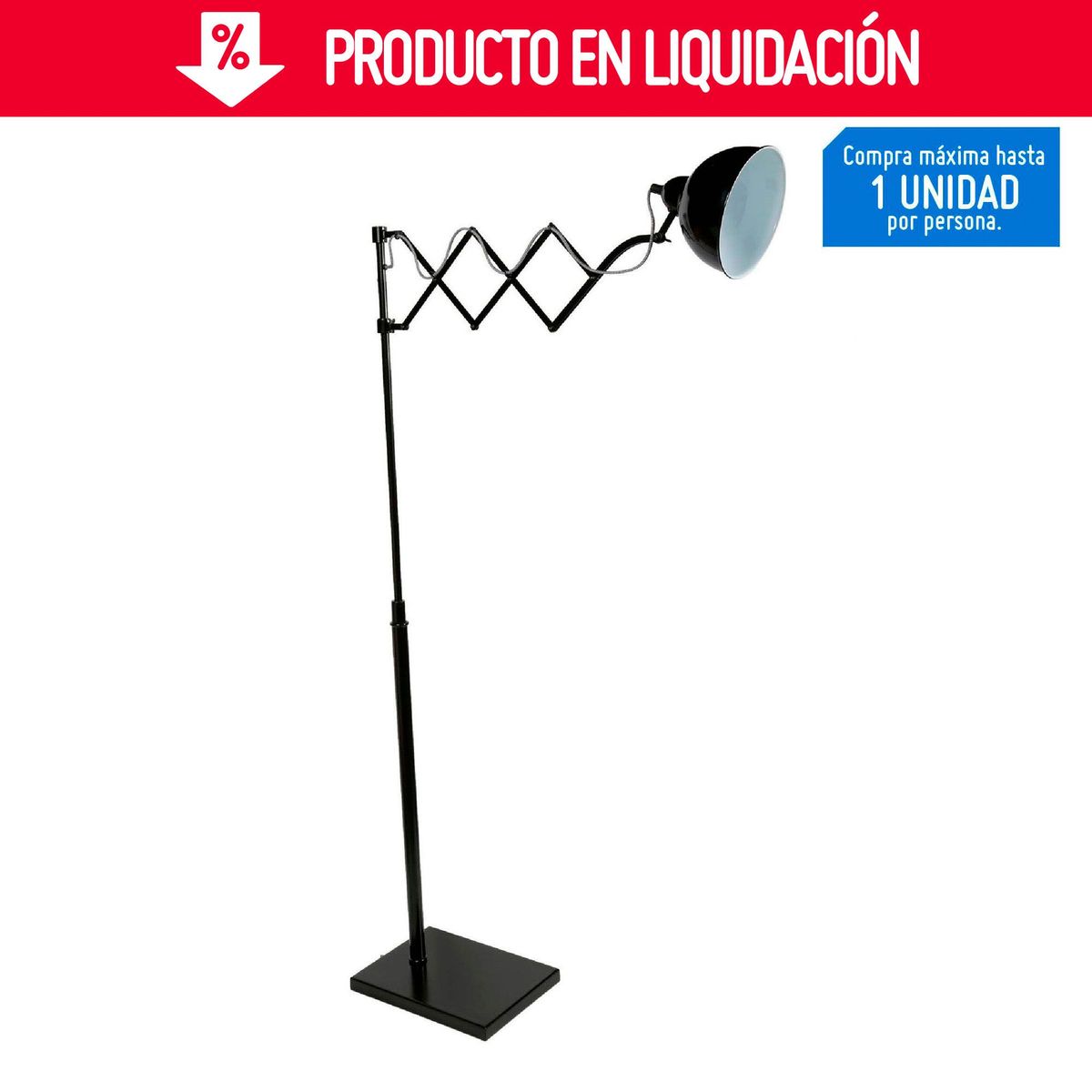 JUST HOME COLLECTION - Lámpara de Pie Joseph Negro 1 Luz E14