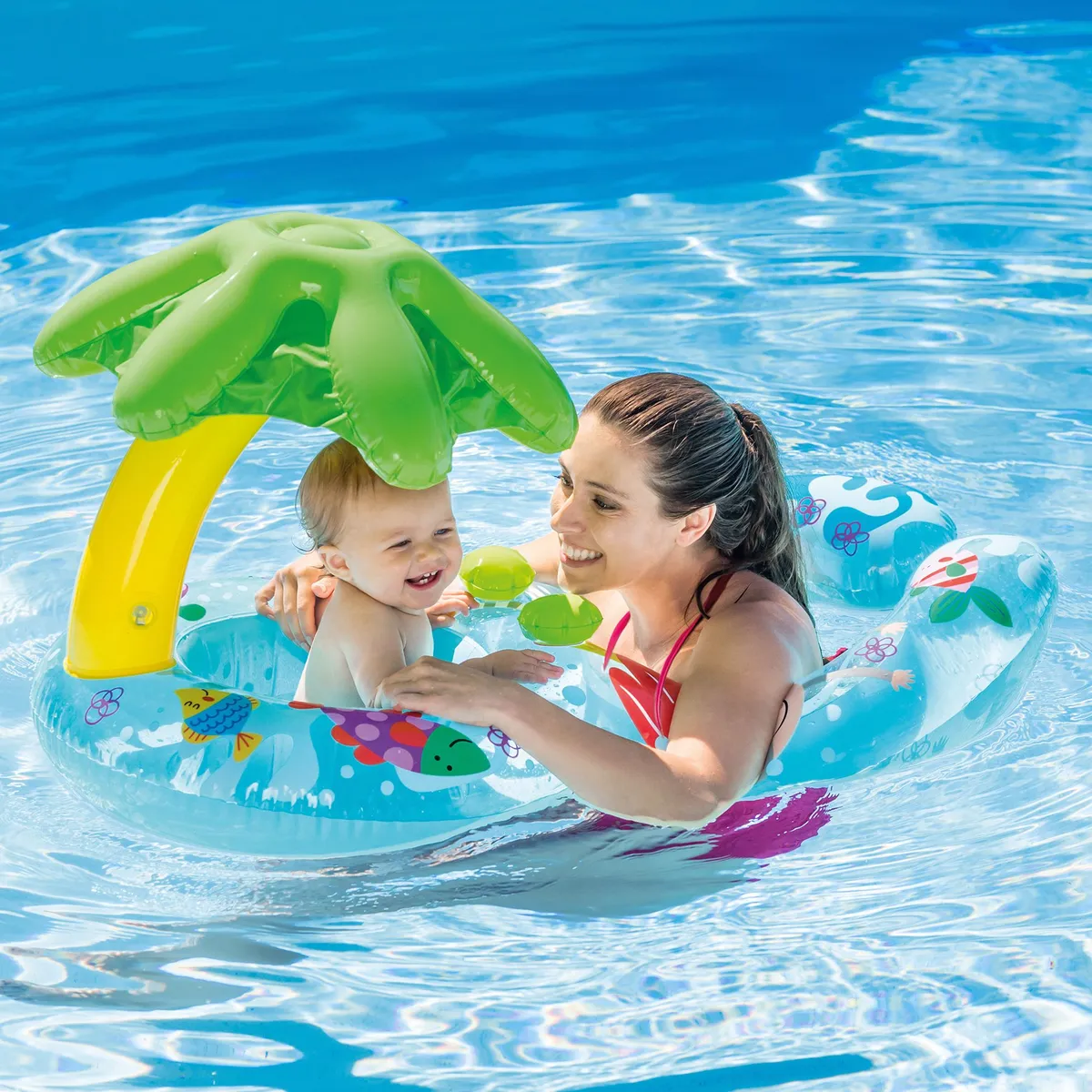 INTEX - Flotador para Bebe y Mamá 117x75x30cm con Techo