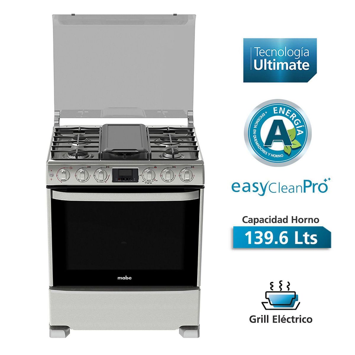 MABE - Cocina Mabe a Gas 5 Hornillas EME7690CFYX0 Acero Inox