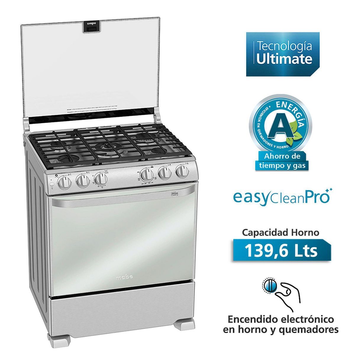 MABE - Cocina Mabe a Gas 5 Hornillas EME7682CFYX0 Inox