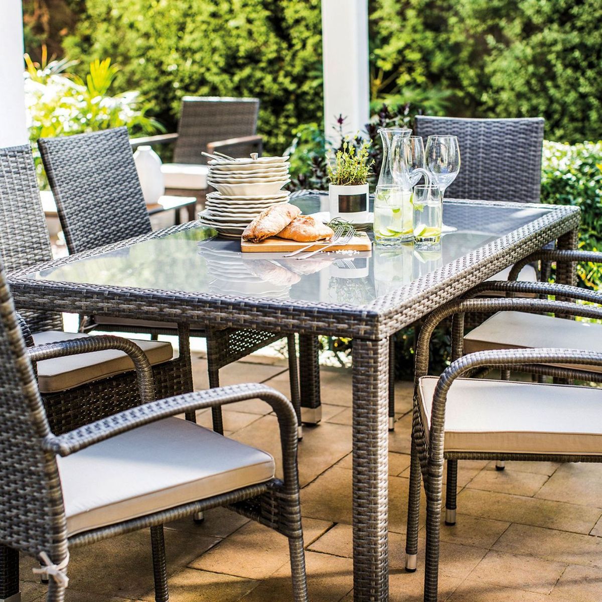 JUST HOME COLLECTION - Mesa Porto 160x90cm Ratán Café