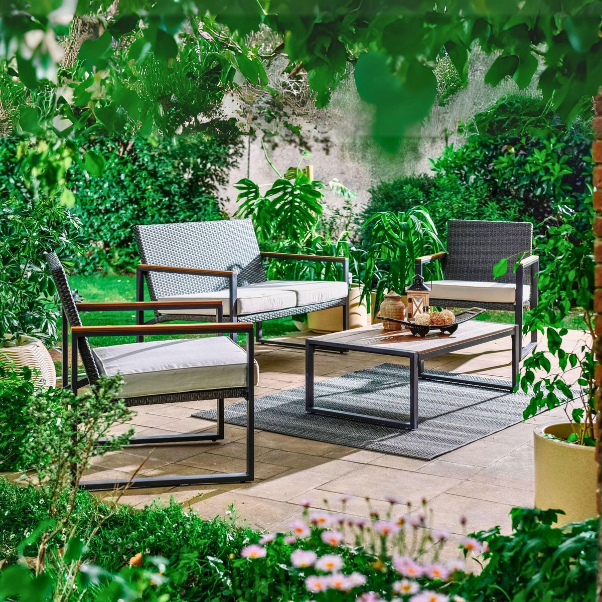 JUST HOME COLLECTION - Juego de Living de Terraza 4 Personas Portugal