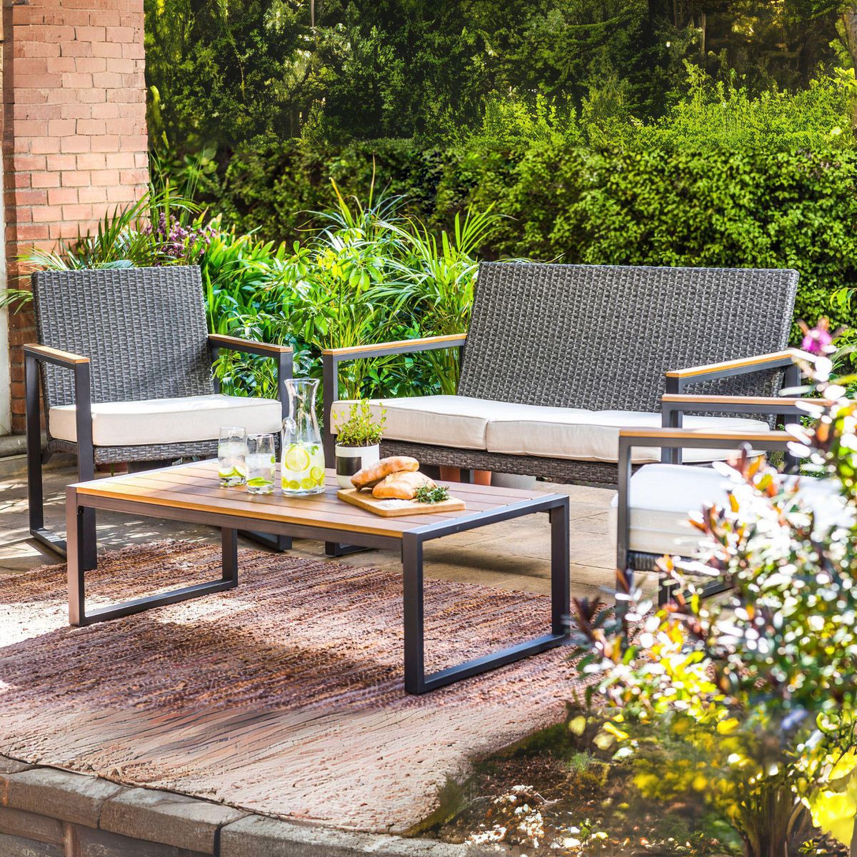 JUST HOME COLLECTION - Juego de Living de Terraza 4 Personas Portugal