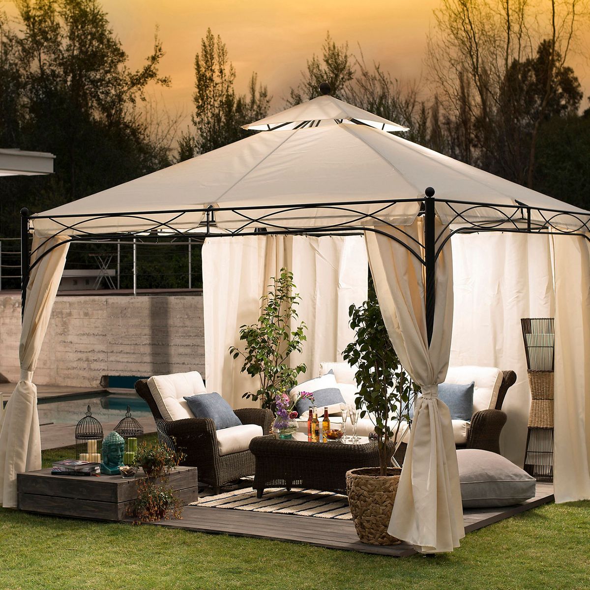 JUST HOME COLLECTION - Pérgola Metal Blanco 3.5X3.5 M