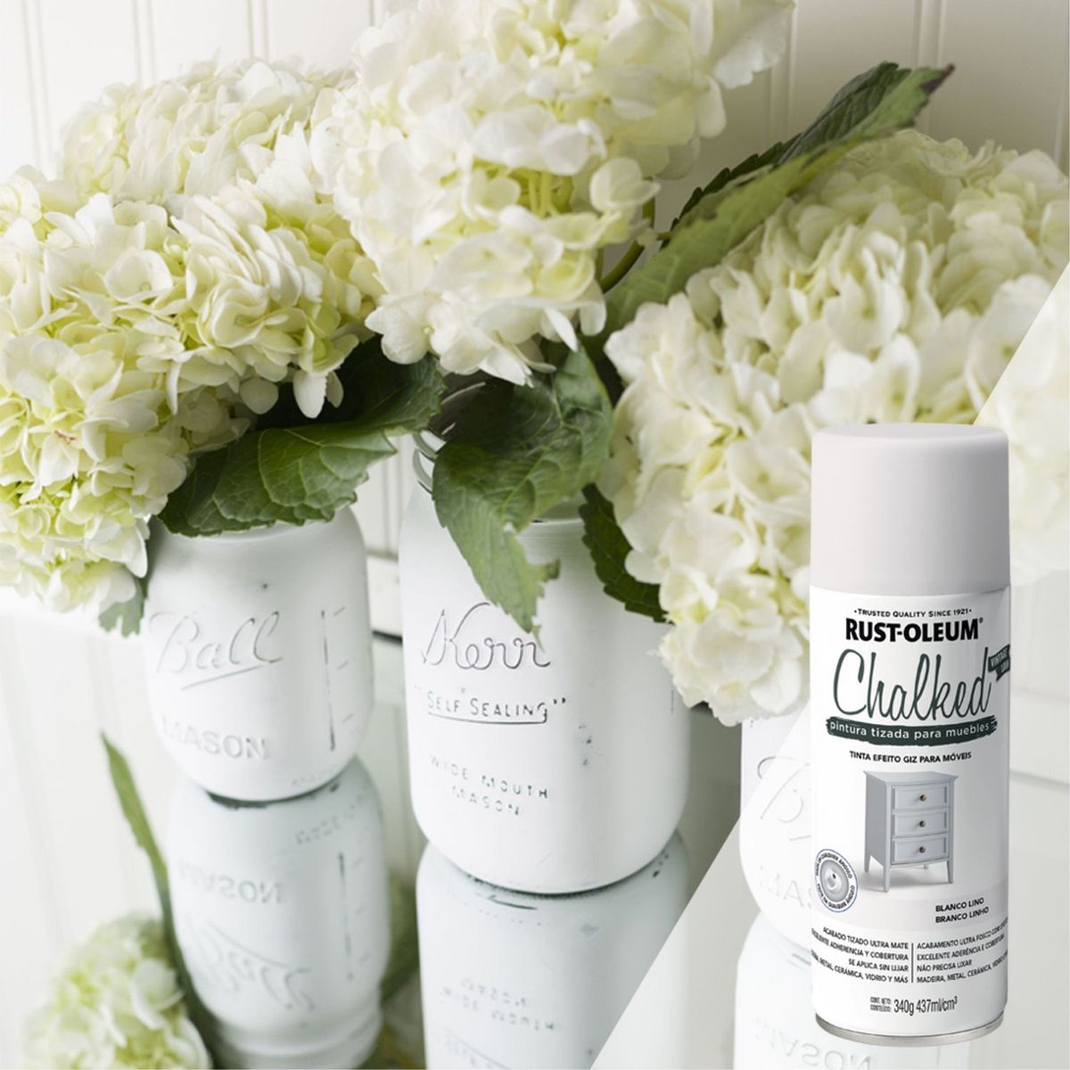 RUST OLEUM - Pintura tizada para muebles Chalked Blanco Lino 340G