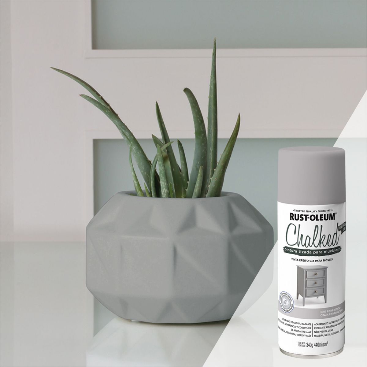 RUST OLEUM - Pintura tizada para muebles Chalked Gris Envejecido 340G