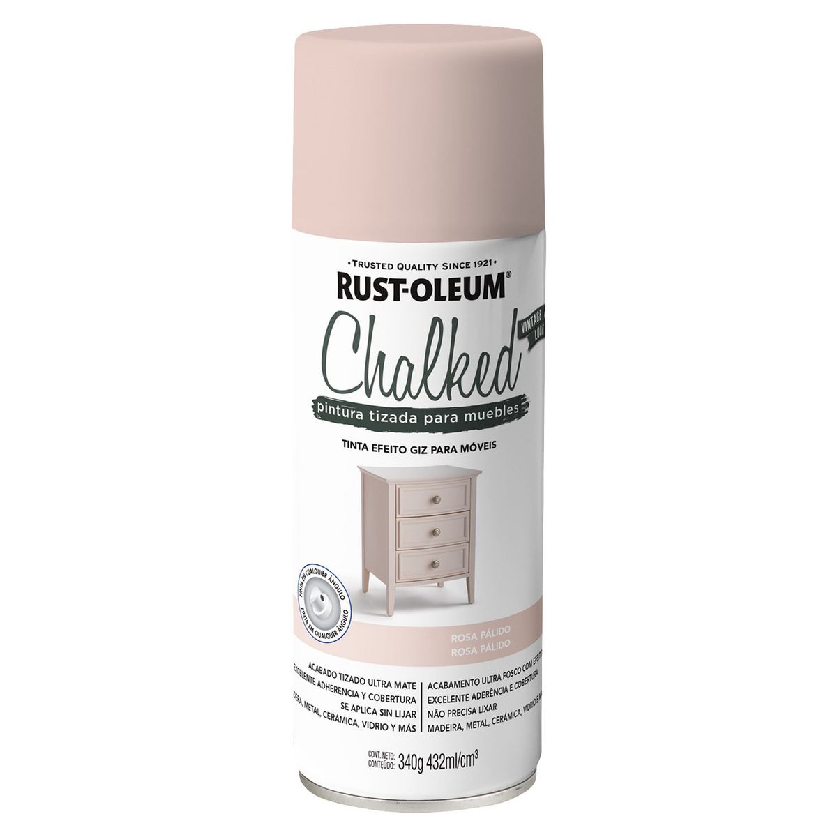 RUST OLEUM - Pintura tizada para muebles Chalked Rosa Pálido 340 Gr