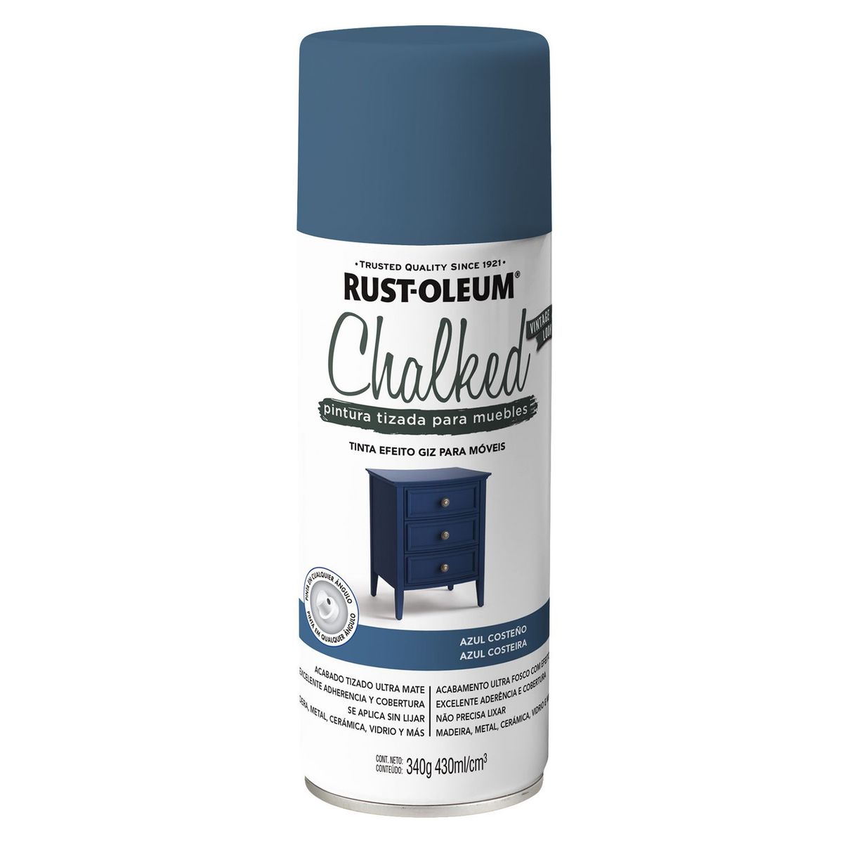 RUST OLEUM - Pintura tizada para muebles Chalked Azul Costeño 340G