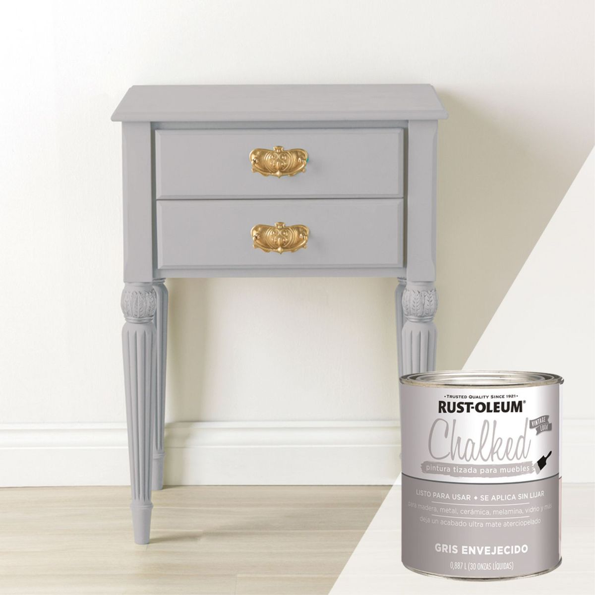 RUST OLEUM - Pintura Tizada ultra mate, Chalked Brochable Gris Envejecido 0,887L