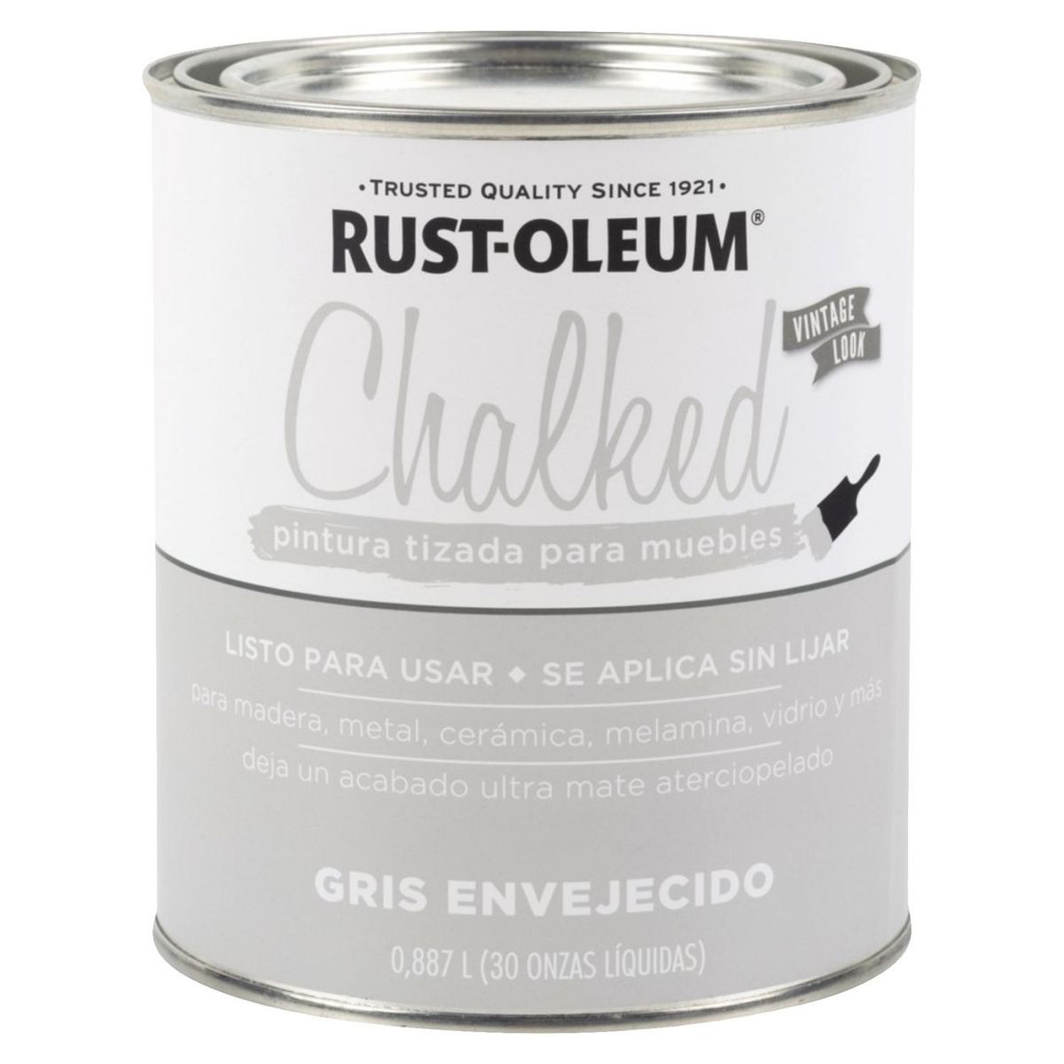RUST OLEUM - Pintura Tizada ultra mate, Chalked Brochable Gris Envejecido 0,887L