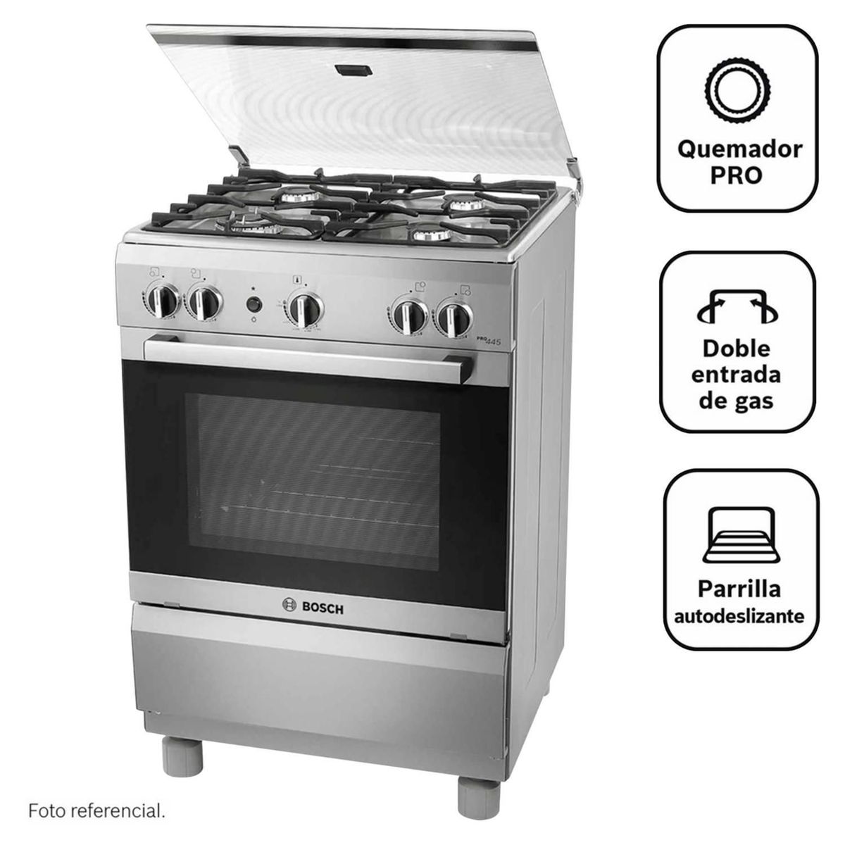 BOSCH - Cocina Bosch a Gas 4 Hornillas PRO445 IX Inox