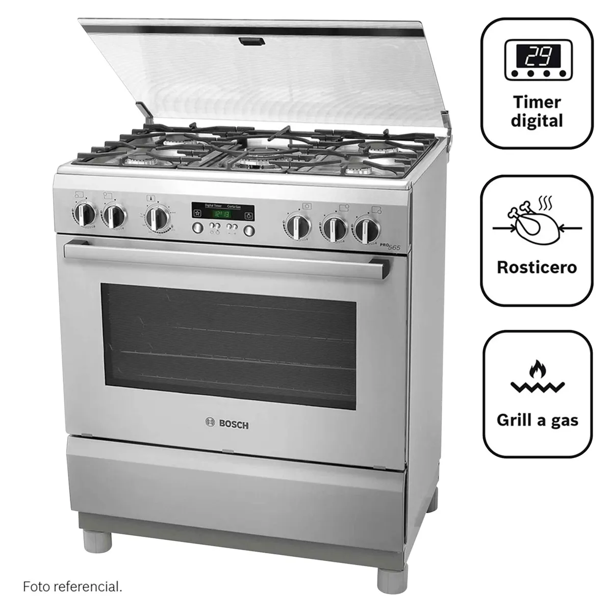 BOSCH - Cocina Bosch a Gas 5 Hornillas PRO565 Inox