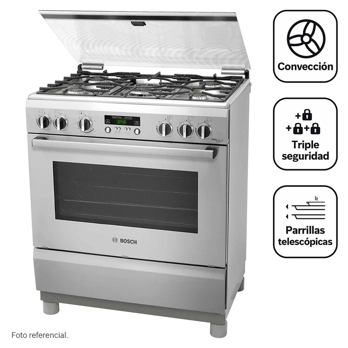 BOSCH - Cocina Bosch a Gas 5 Hornillas PRO567 Inox