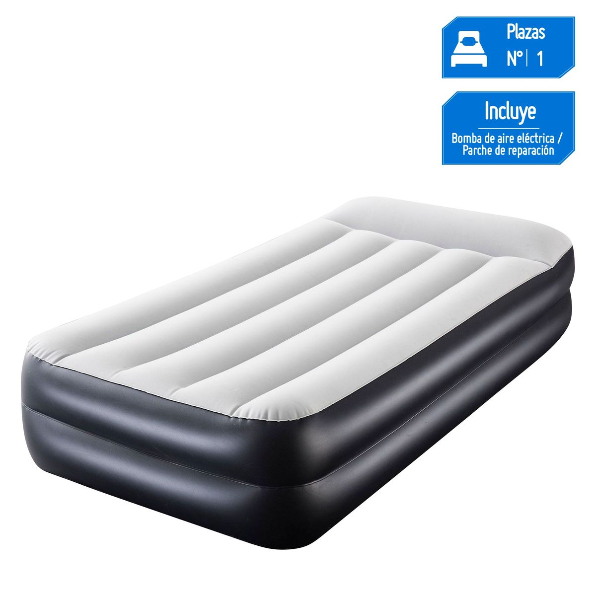 KLIMBER - Colchón Inflable Eléctrico 1 Plaza Klimber Gris