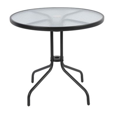 Mesa redonda negra con vidrio 80 cm