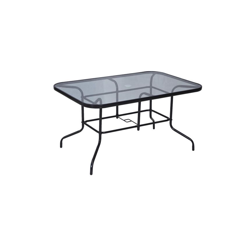 JUST HOME COLLECTION - Mesa de Terraza Metal con Vidrio Rectangular Negro 140X90 CM