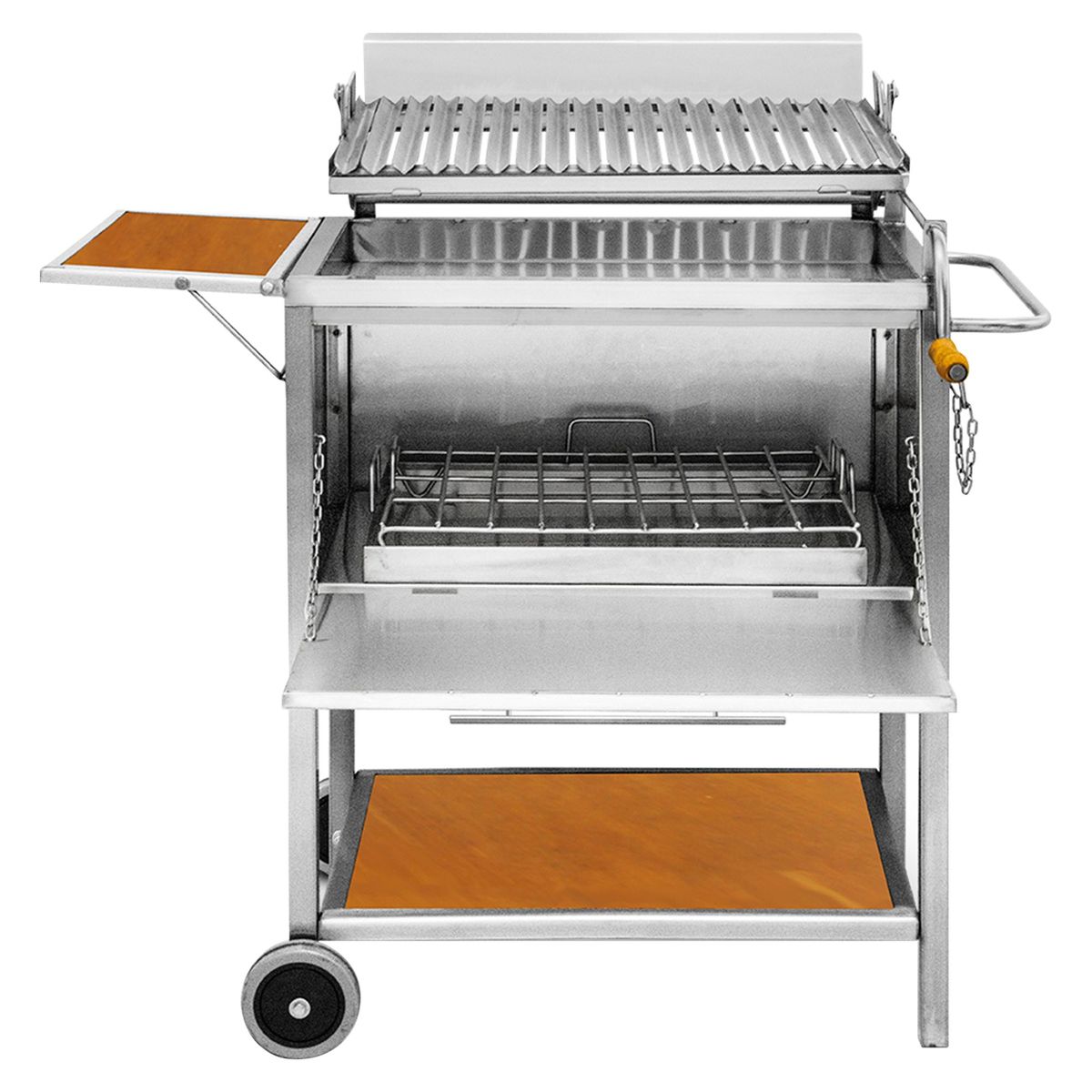 GRILLCORP - Caja China Grillcorp Grande 70x90x50cm Acero Inox + Parrilla Levante
