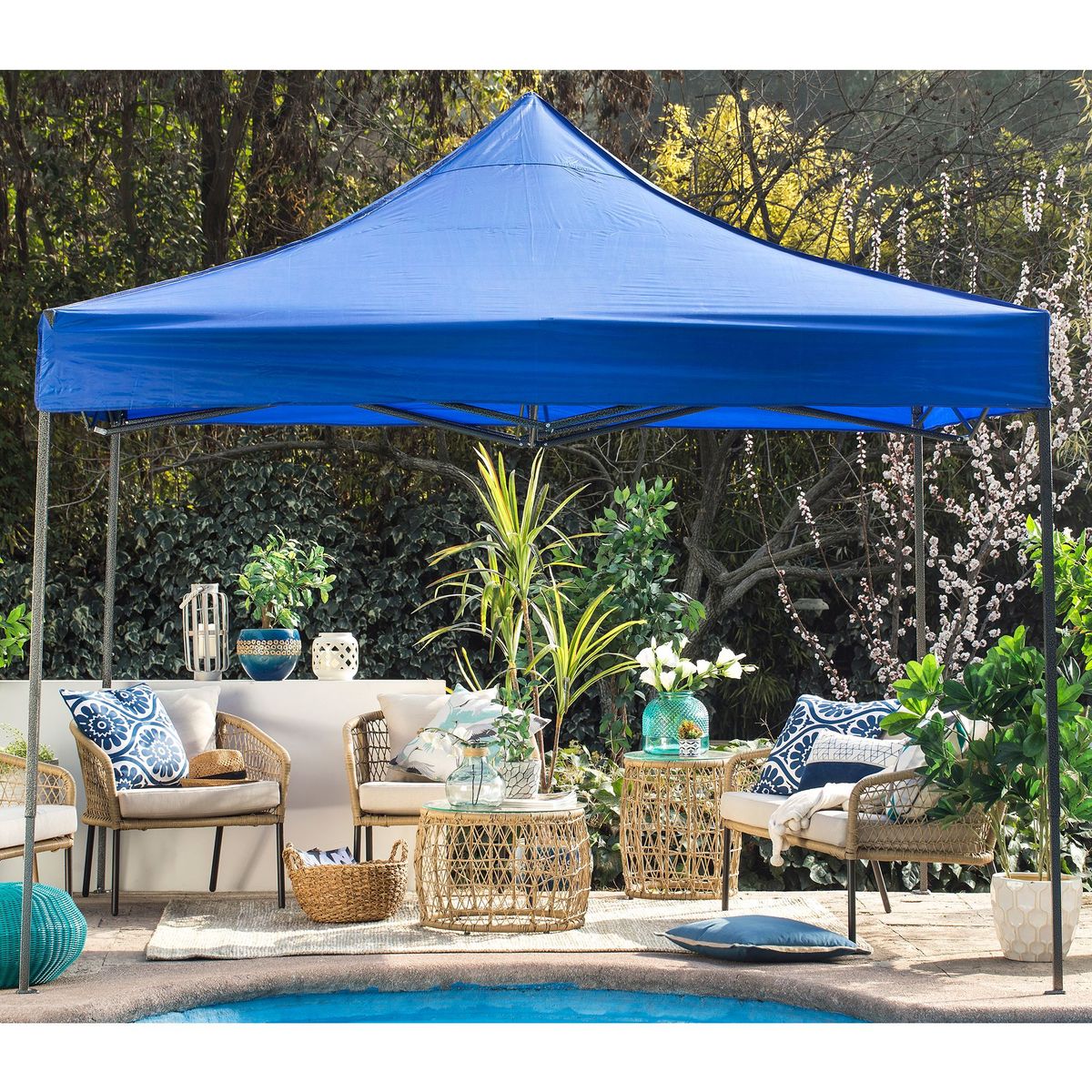 JUST HOME COLLECTION - Toldo Plegable Metal Azul 3X3 M