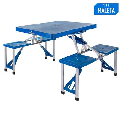 Mesa Plegable con Bancos Azul