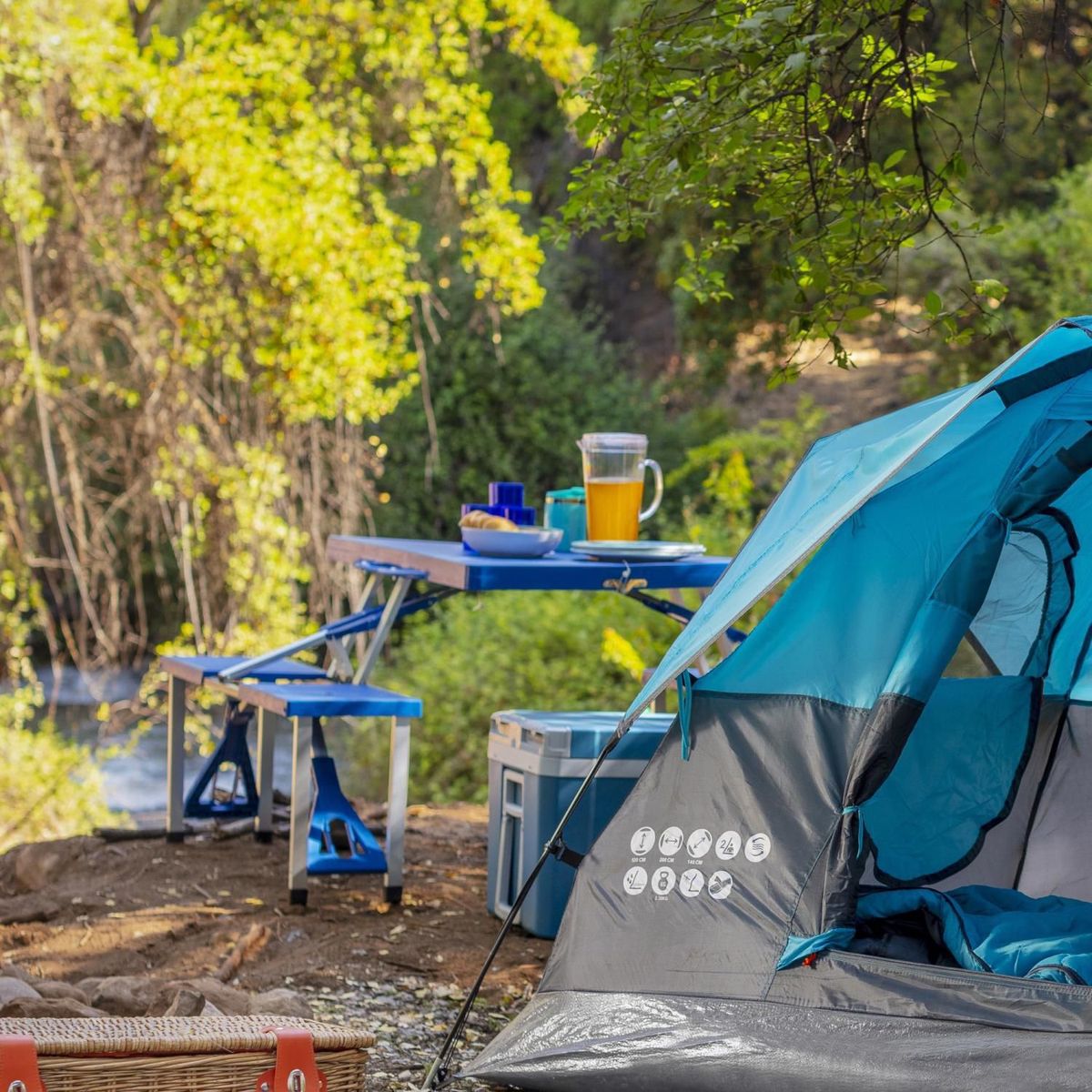 KLIMBER - Mesa Plegable con Bancos Azul Klimber