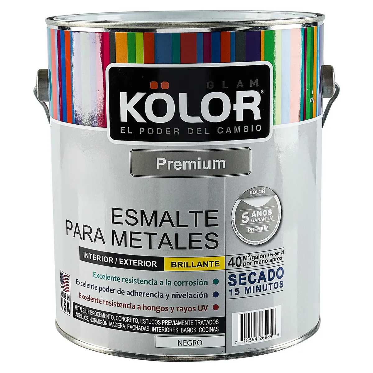 KOLOR - Esmalte para Metales Negro 4 L